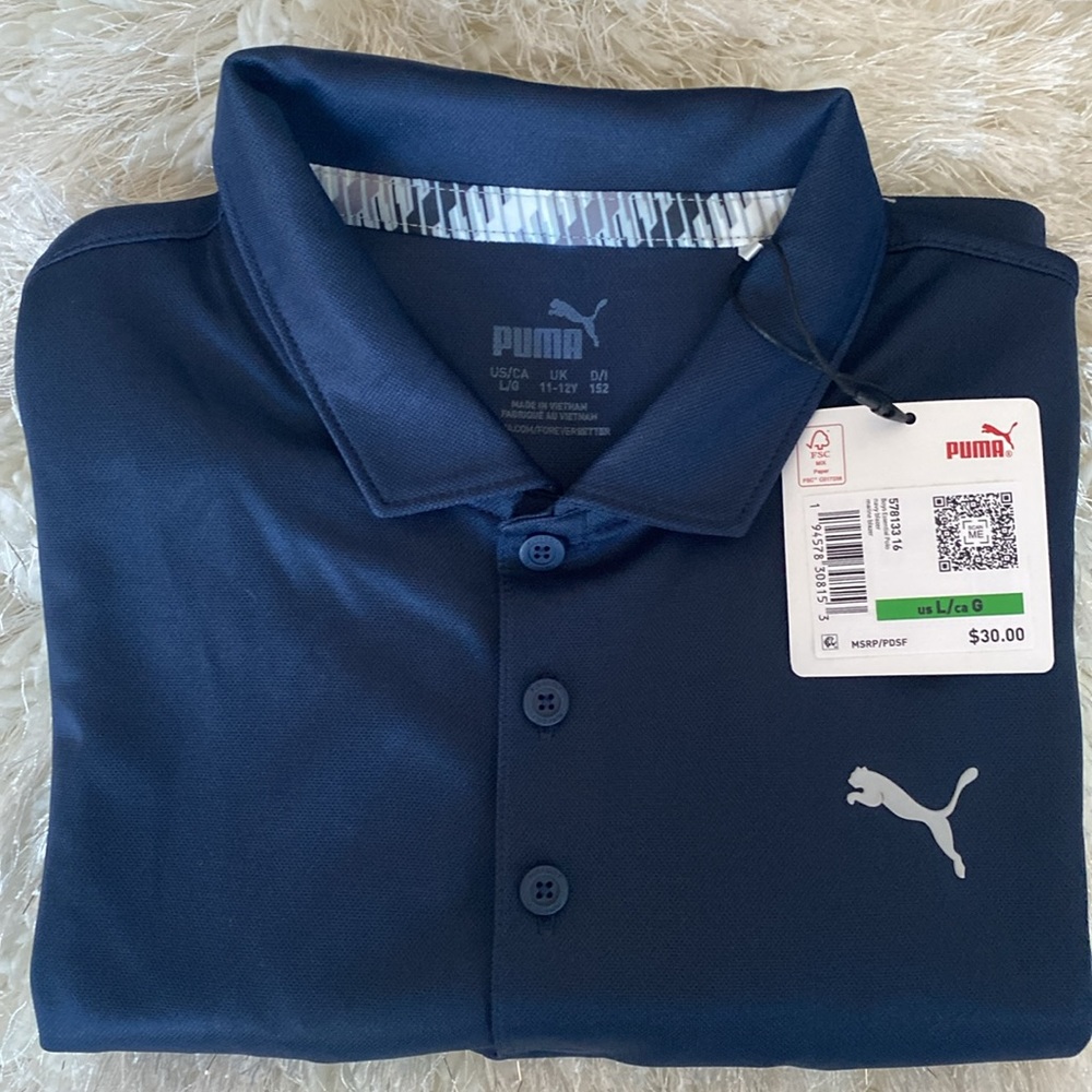 Boys Youth Puma short sleeve Dri-Fit Polo